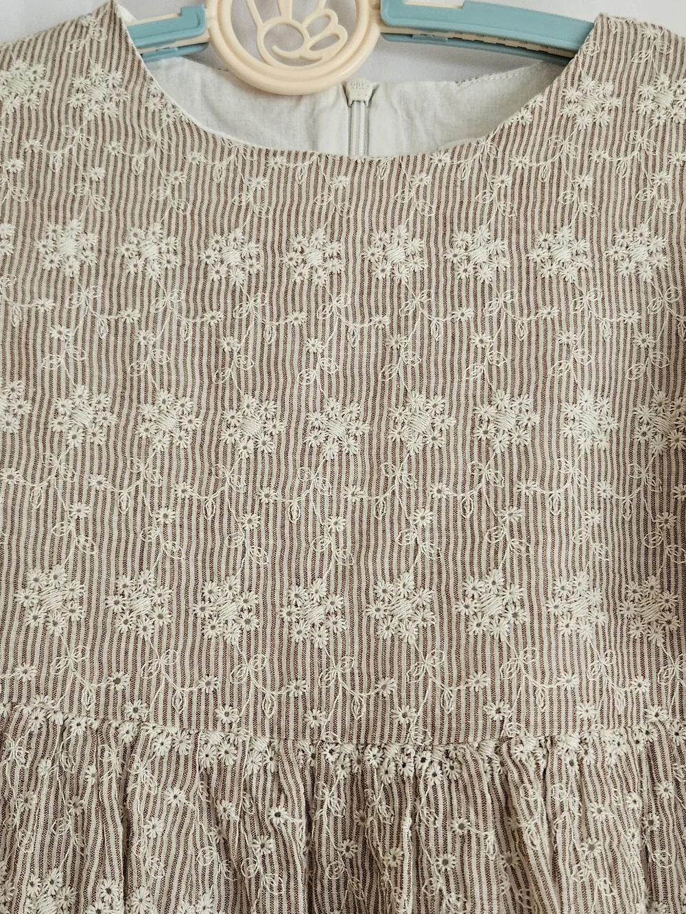 ​Lalalù Italy Girls Floral Embroidered Seersucker Dress Sz 6a Cottagecore